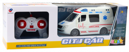 Ambulanță cu telecomandată RC cu lumini și sunete 1:20, albă [4]