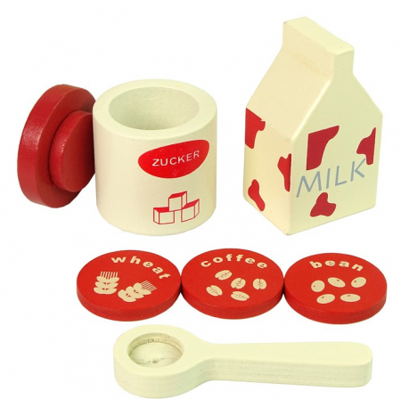 Aparat de cafea din lemn cu accesorii – pentru bucătăria copiilor [2]