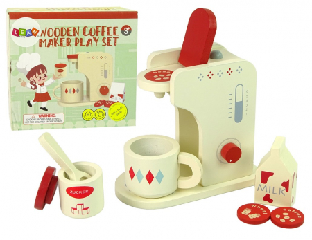 Jucarii din lemn - Aparat de cafea din lemn cu accesorii – pentru bucătăria copiilor