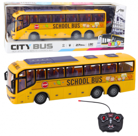 Jucarii cu telecomanda - **Autobuz Școlar RC 1:30 cu Telecomandă, Lumini, Galben**