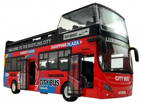 Autocar turistic cu două etaje, uși care se deschid, roșu [1]