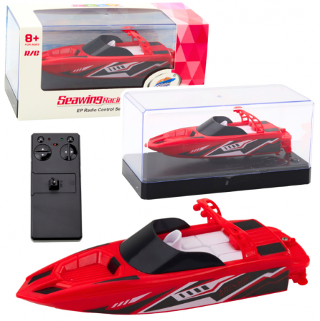 Jucarii cu telecomanda - Barcă cu Motor Remote Control RC Albă și Roșie 15 cm