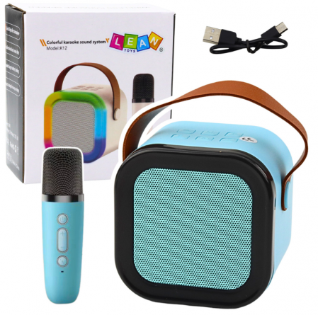 Instrumente muzicale - Boxă Karaoke cu Microfon Wireless K12 RGB Bluetooth Albastru