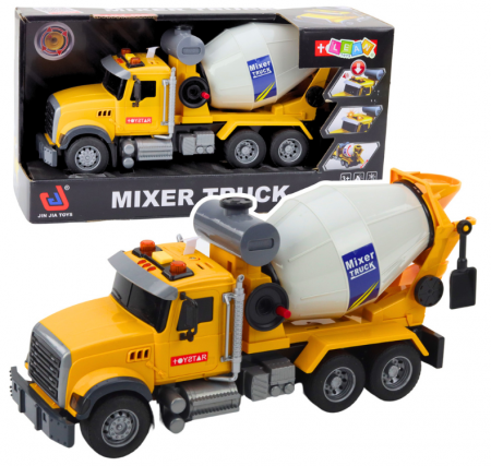 Masini si motociclete - Camion Betoniță cu Tambur Rotativ, Lumini și Sunete, Galben
