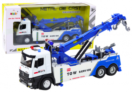 Masini si motociclete - Camion cu Macara, Două Cârlige Metalice, Lumini Albe și Albastre, Sunete