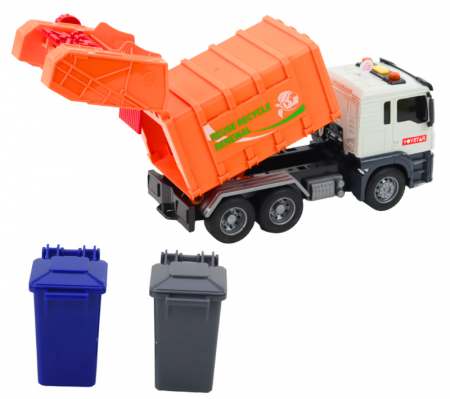 Camion de Gunoi cu Coșuri, Lumini și Sunete, Portocaliu 1:14 [2]