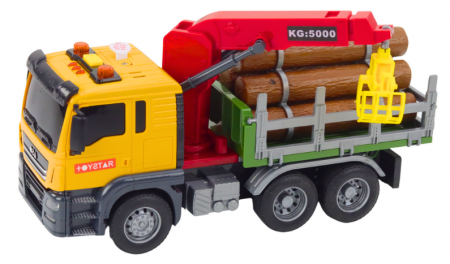 Camion Forestier cu Macara pentru Lemne, Lumini și Sunete, Galben, Scară 1:14 [1]