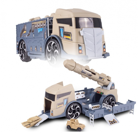 Masini si motociclete - Camion Militar cu Lansator de Rachete – Set cu Stație de Alimentare și Semne