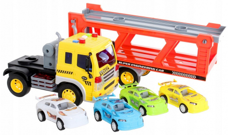 Camion Platformă cu Lumini și Sunete – Set cu 4 Mașinuțe [2]