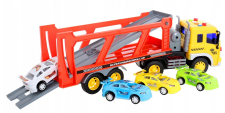 Camion Platformă cu Lumini și Sunete – Set cu 4 Mașinuțe [5]