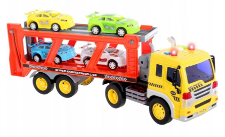 Camion Platformă cu Lumini și Sunete – Set cu 4 Mașinuțe [1]