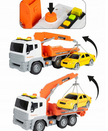 Camion Platformă cu Macara și Mașină – Sunet și Lumină [7]