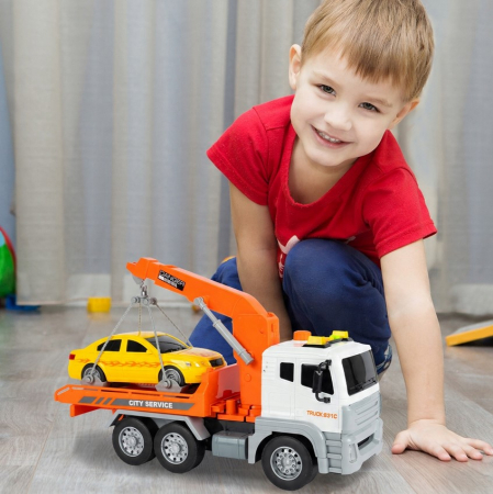 Camion Platformă cu Macara și Mașină – Sunet și Lumină [4]