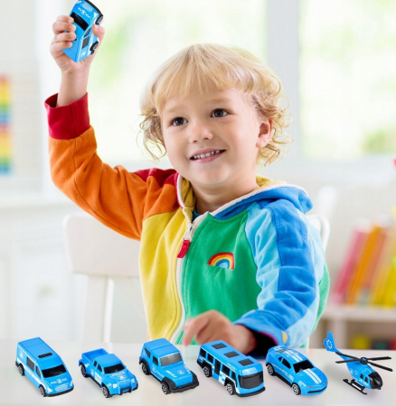 Camion Platformă de Poliție cu Mașinuțe și Elicopter – Set 10 piese [3]