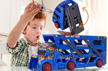 Camion Transportor cu Platformă și 8 Mașinuțe Metalice [7]