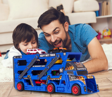 Camion Transportor cu Platformă și 8 Mașinuțe Metalice [3]