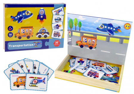 Jucarii educationale - Carte Magnetică Puzzle – Transport (Vehicule)