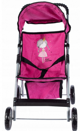 Cărucior cu 4 roți „Little Princess Rose” – Cu Copertină Mobilă, Coș și Centuri [6]