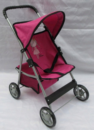 Cărucior cu 4 roți „Little Princess Rose” – Cu Copertină Mobilă, Coș și Centuri [1]