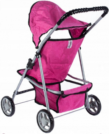 Cărucior cu 4 roți „Little Princess Rose” – Cu Copertină Mobilă, Coș și Centuri [7]