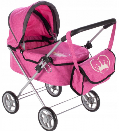 Papusi si accesorii fetite - Cărucior cu geantă pentru păpuși, Princess.