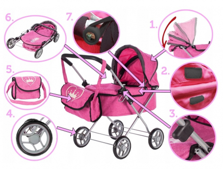 Cărucior cu geantă pentru păpuși, Princess. [8]
