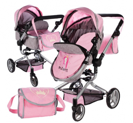 Papusi si accesorii fetite - Cărucior pentru păpuși – cu apărători și cleme pentru roți