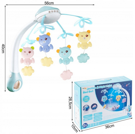 Carusel muzical pentru pătuț – 500 melodii, telecomandă și proiector [2]