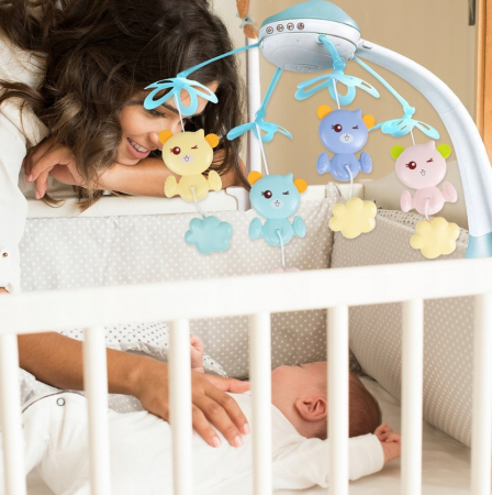 Carusel muzical pentru pătuț – 500 melodii, telecomandă și proiector [4]