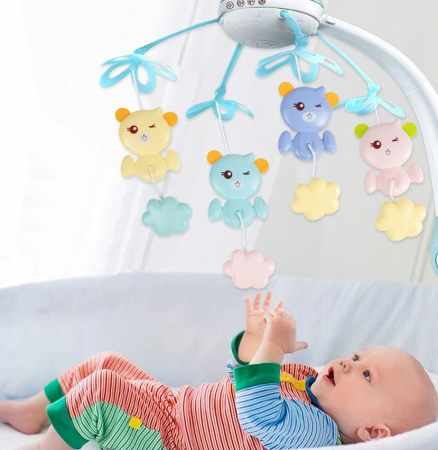 Carusel muzical pentru pătuț – 500 melodii, telecomandă și proiector [9]