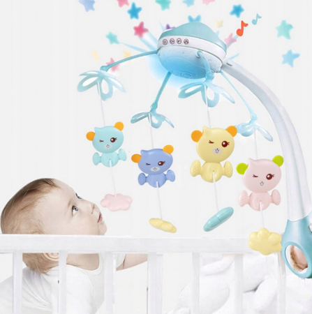 Carusel muzical pentru pătuț – 500 melodii, telecomandă și proiector [1]