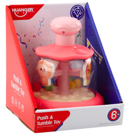 Carusel rotativ cu bile și animale – hipopotam, leu, maimuță, roz [2]