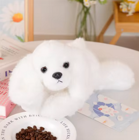 Cățeluș Maltez de pluș cu lăbuțe grele, alb 30 cm [1]