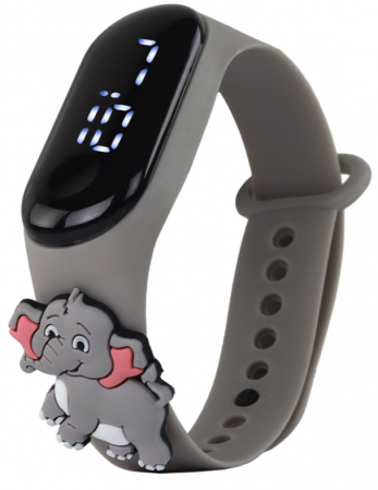 Jucarii educationale - Ceas cu Ecran Tactil și Curea Reglabilă, Elefant Gri