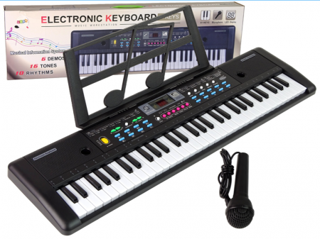 Instrumente muzicale - Claviatură MQ-6112 cu microfon și suport pentru note, 61 de clape
