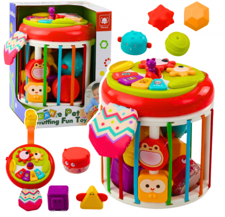 Jucarii educationale - Cub senzorial cilindric interactiv – sortator cu lumini, sunete și culori