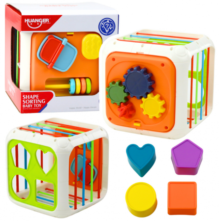 Jucarii educationale - Cub senzorial educativ pentru copii – sorter flexibil colorat