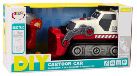 Excavator de Desene Animate pentru Asamblare și Întoarcere, Alb (DIY) [3]