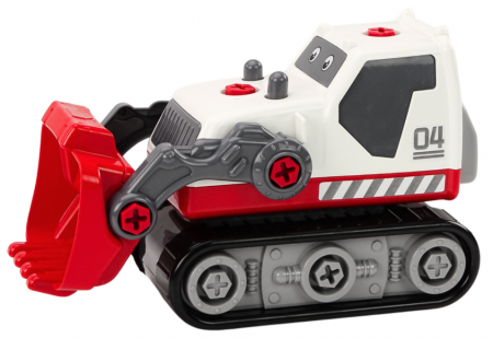 Excavator de Desene Animate pentru Asamblare și Întoarcere, Alb (DIY) [1]