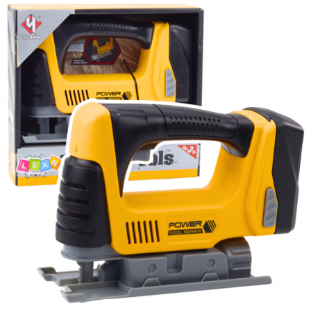 Unelte plastic - Fierăstrău vertical pentru copii, cu baterii, lumină LED, galben