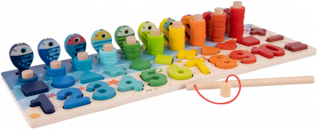 Joc educativ „Pescuit magnetic” din lemn – învățare cifre și forme [9]