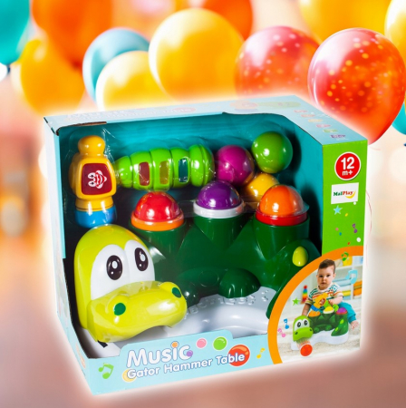 Joc interactiv Dinozaur Crocodil cu ciocan – lumini și sunete [8]