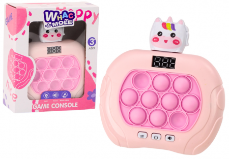 Jucarii educationale - Joc Pop-It „Wac-A-Mole” Unicorn – cu Lumini, Sunete – Roz