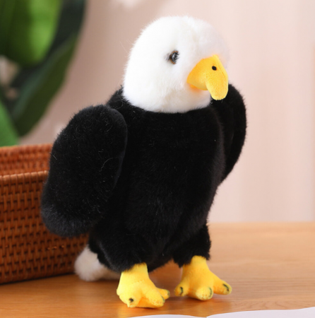 Jucarii de plus - Jucărie de pluș vultur, mascotă, jucărie de pluș moale, negru și alb, 25 cm