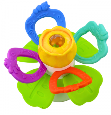 Jucărie senzorială floare rotativă cu inele de dentiție și ventuză [2]