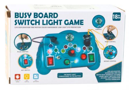 Jucărie senzorială – Placă interactivă cu 13 activități, albastră [2]