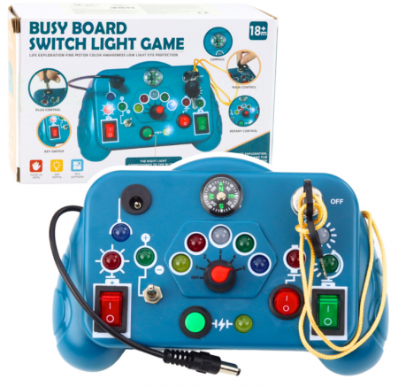 Jucarii educationale - Jucărie senzorială – Placă interactivă cu 13 activități, albastră