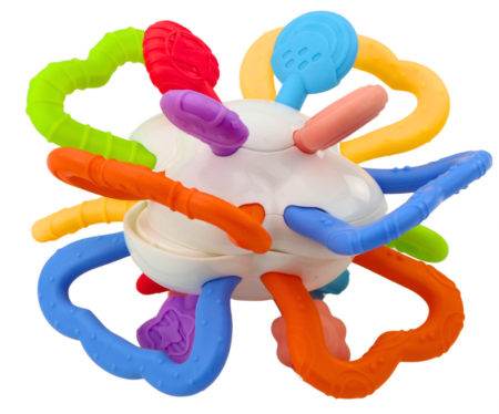 Jucărie senzorială rotativă pentru bebeluși, inel de dentiție colorat [1]