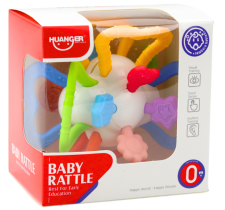 Jucărie senzorială rotativă pentru bebeluși, inel de dentiție colorat [2]