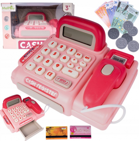 Jucarii diverse - Kasa de Jucărie „Fun Cash” Roz – Set Interactiv pentru Fetițe și Băieți